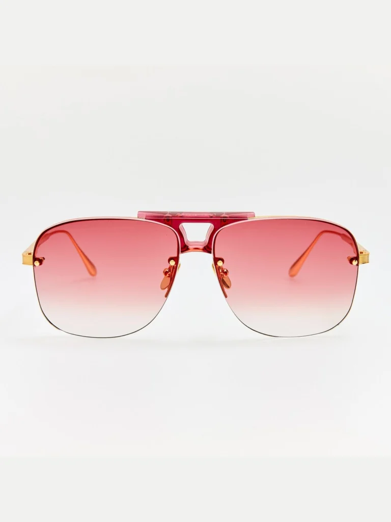 Linda Farrow Skye Sunglasses in 22K Gold and Red