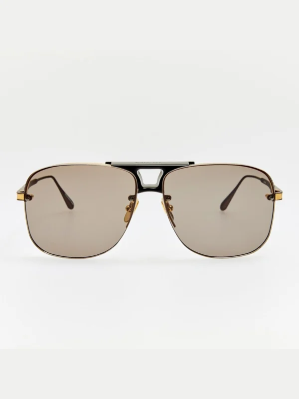 Linda Farrow Skye Sunglasses in Matt Nickel and Grey