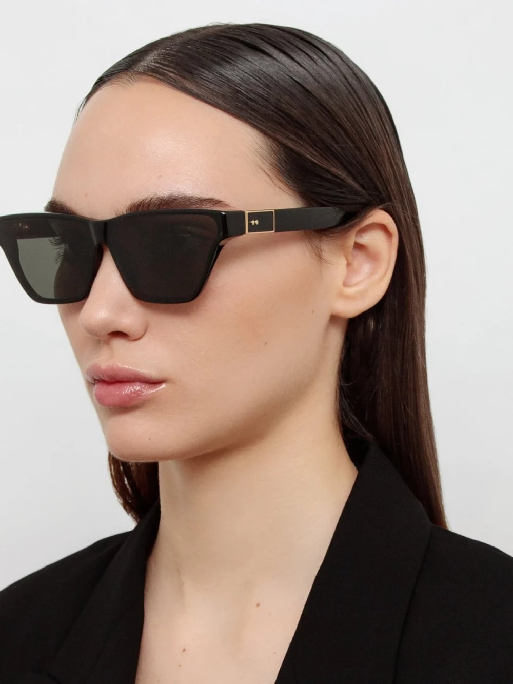 Linda Farrow Skyler Sunglasses, black, view 3