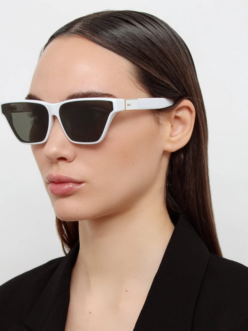 Linda Farrow Skyler Sunglasses, white, view 3