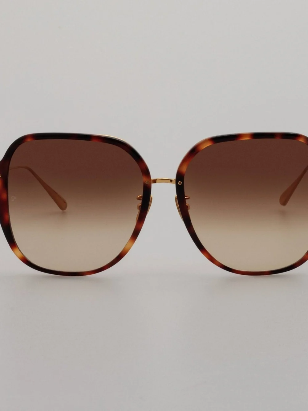 Linda Farrow Sofia Sunglasses in 22k gold and brown