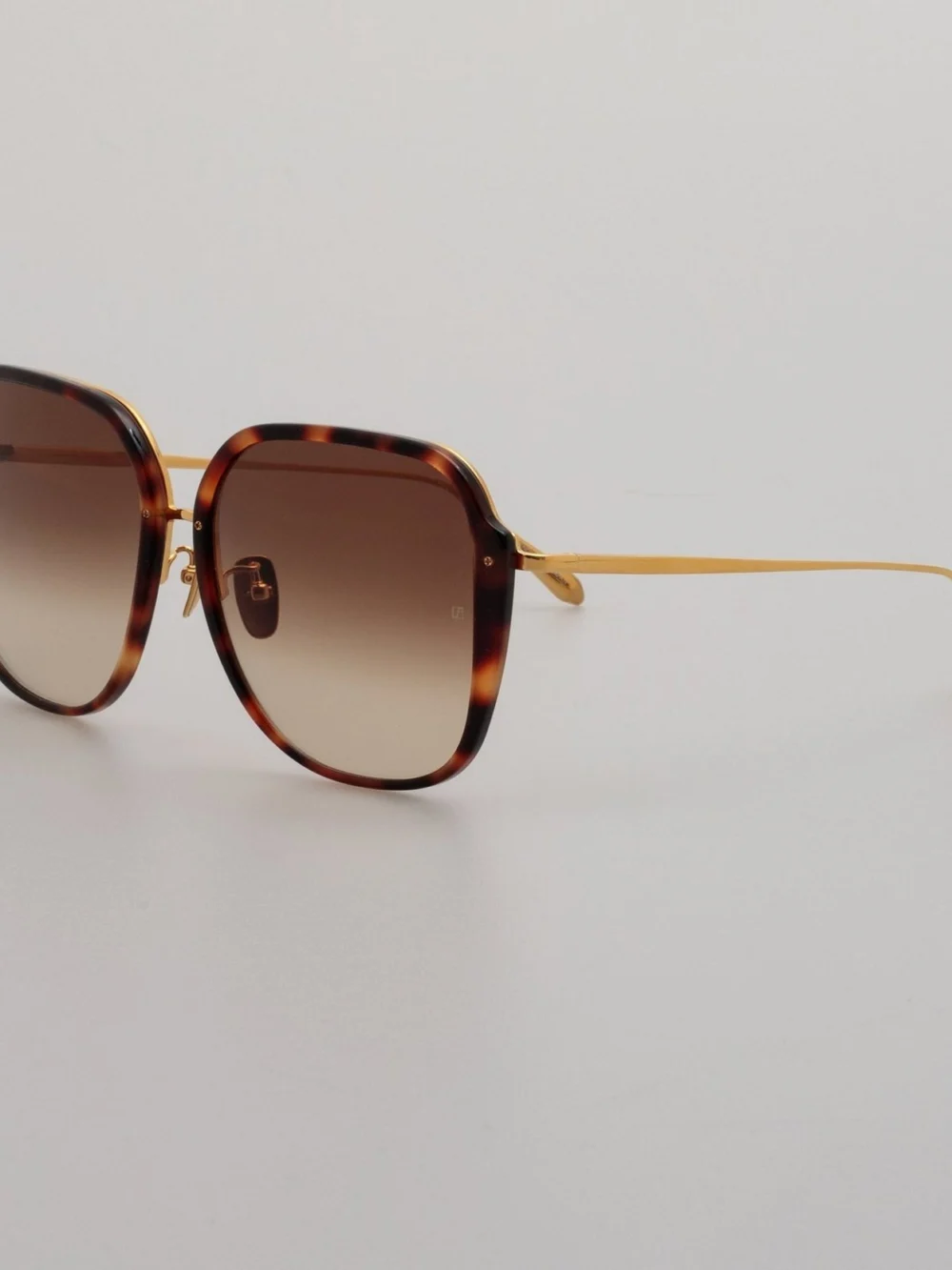 Linda Farrow Sofia Sunglasses, 22k gold and brown, view 2