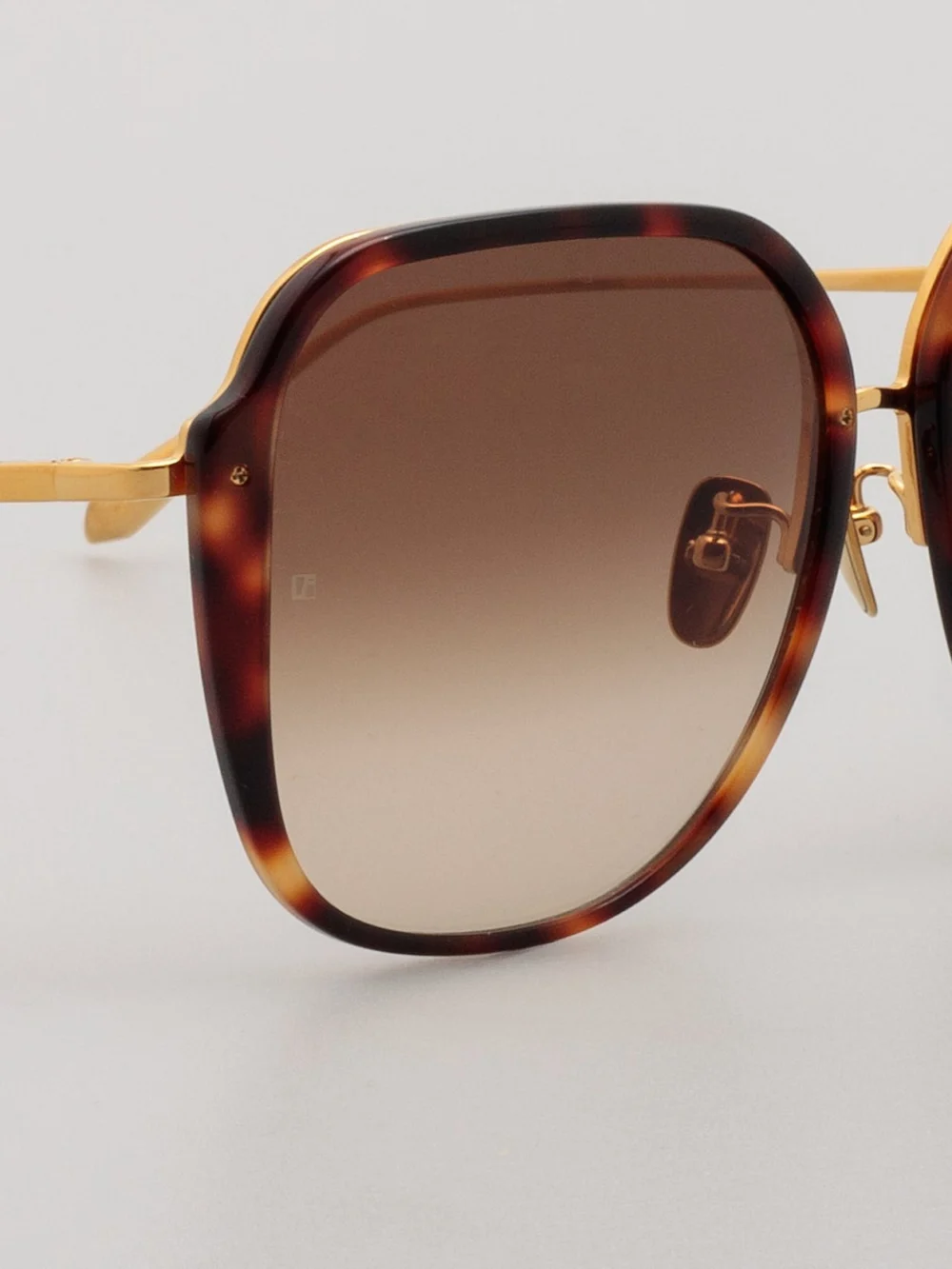 Linda Farrow Sofia Sunglasses, 22k gold and brown, view 4