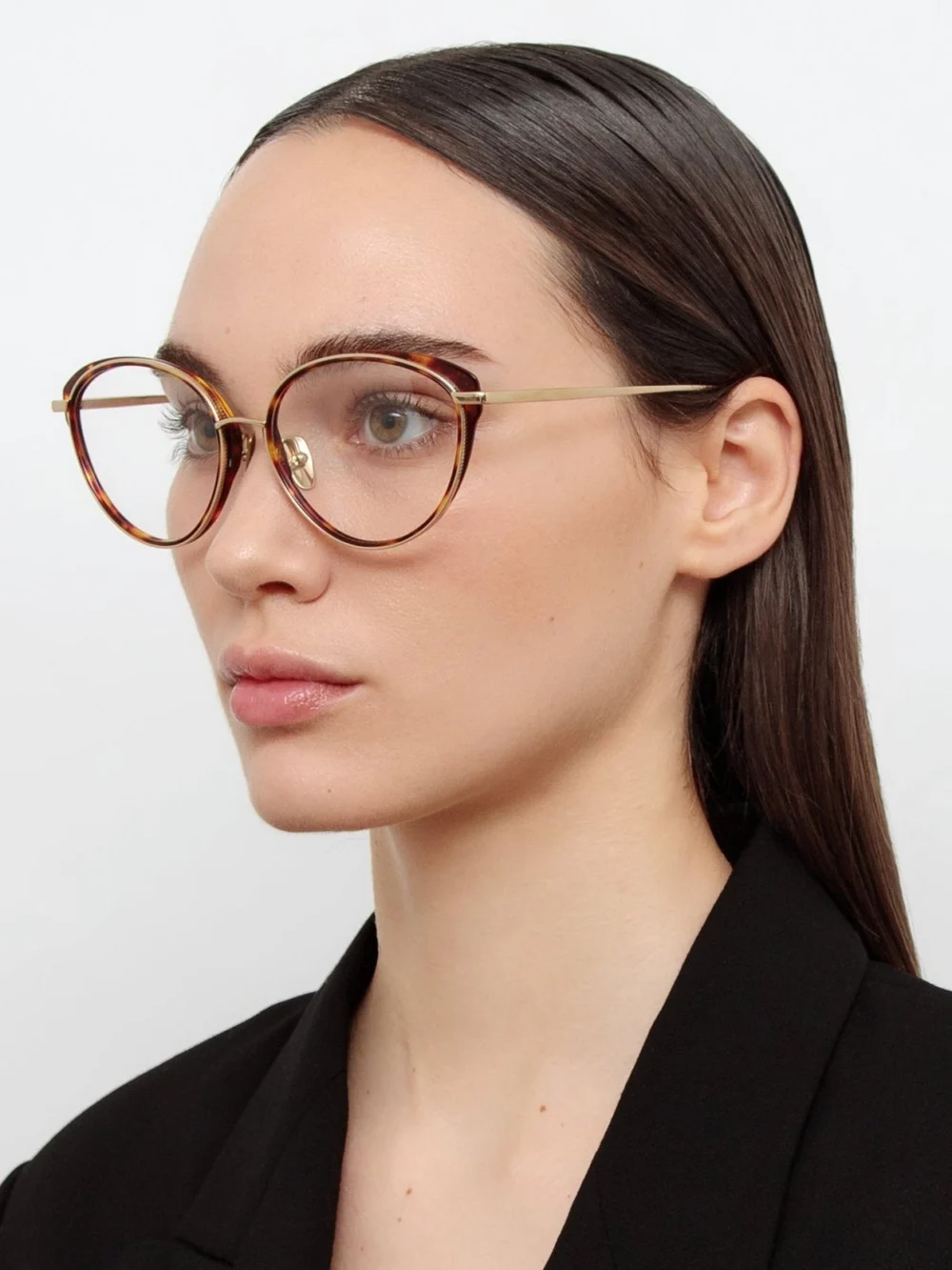 Linda Farrow Song Optical Frame, tortoiseshell, view 3