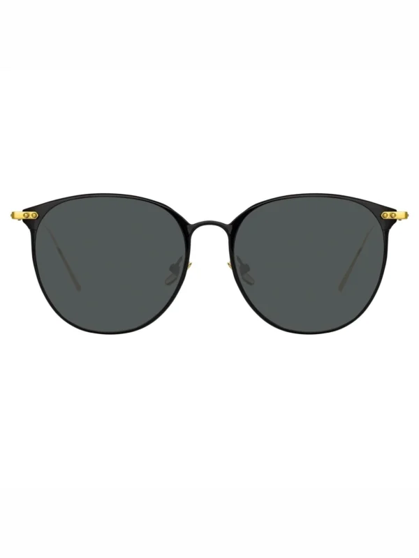 Linda Farrow Sophia Sunglasses in 22K Gold and Grey
