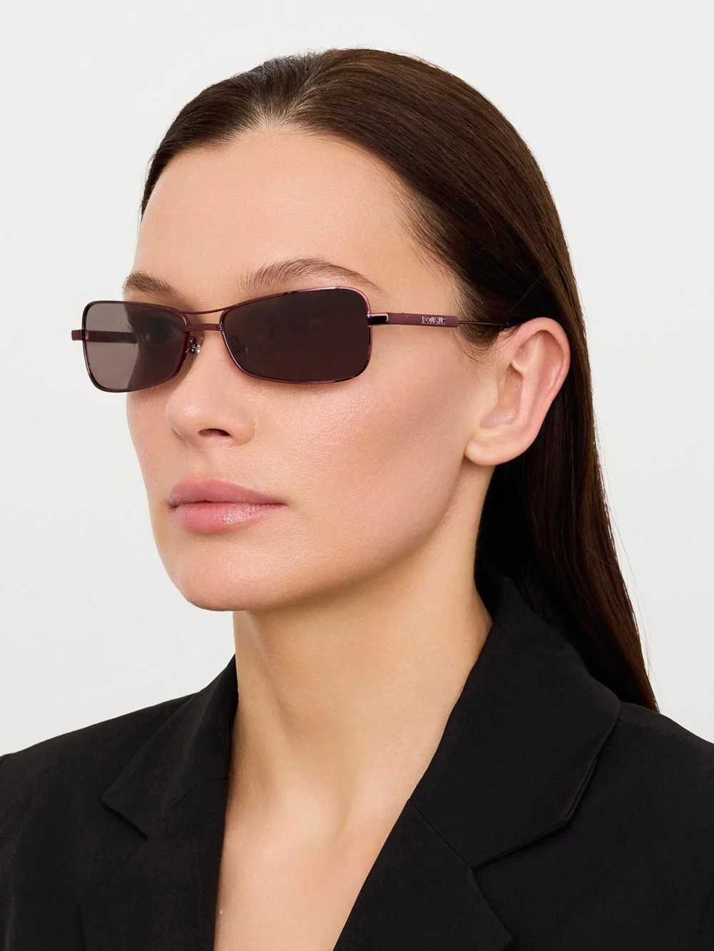 Linda Farrow Statzione Sunglasses, bordeaux and grey, view 3
