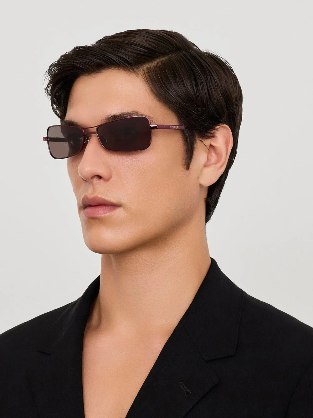 Linda Farrow Statzione Sunglasses, bordeaux and grey, view 4