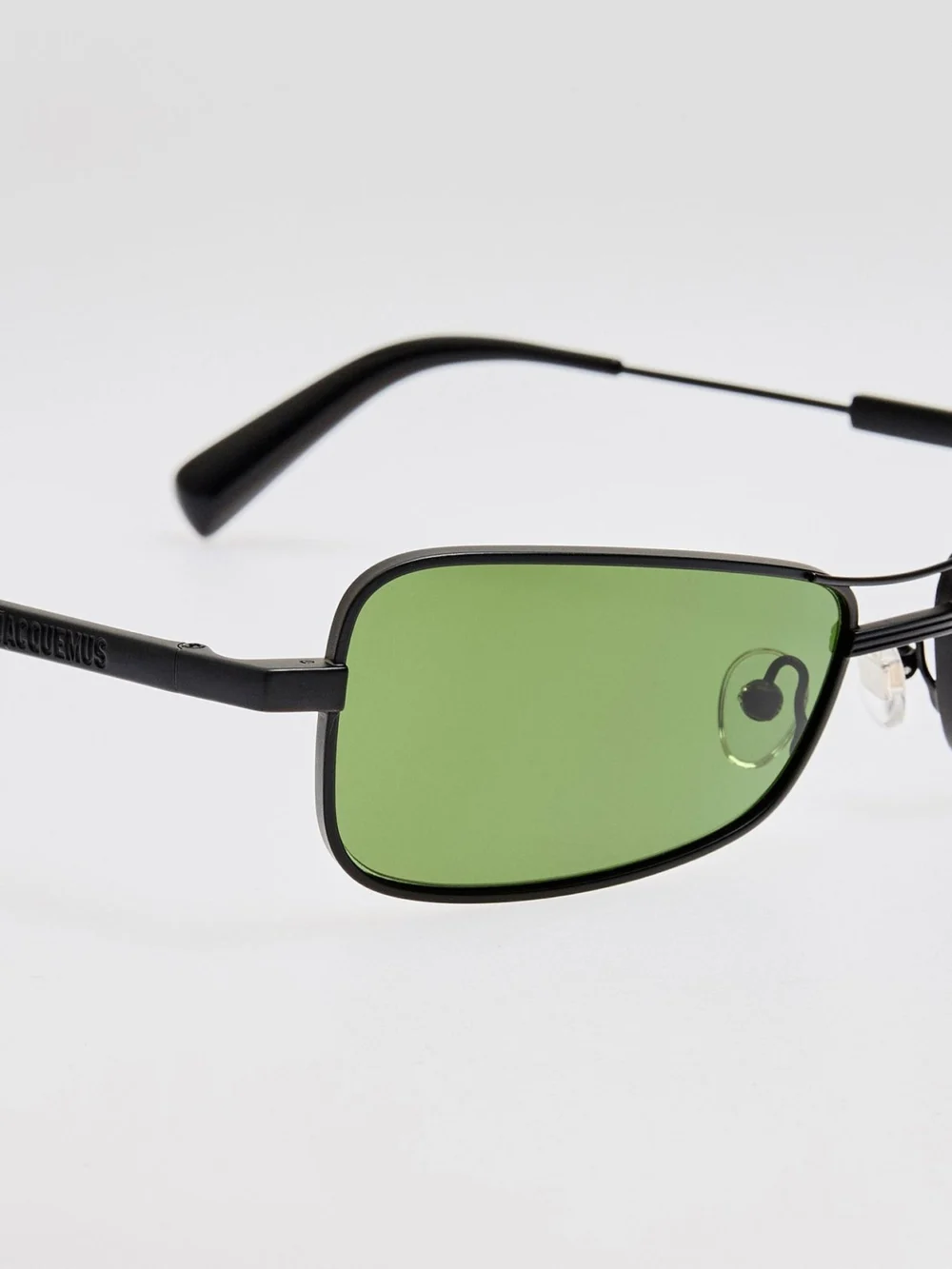 Linda Farrow Statzione Sunglasses, matt black and green, view 5