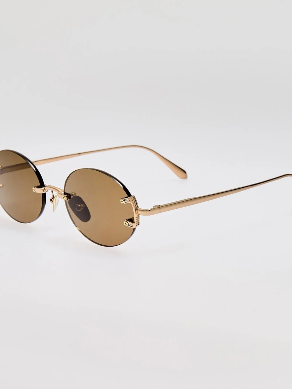 Linda Farrow Stella Sunglasses, 22k gold and brown, view 2