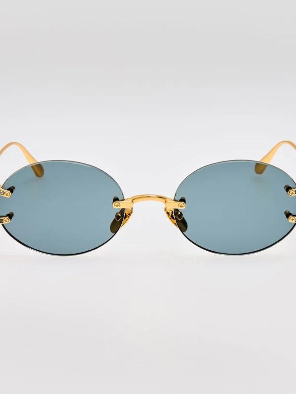 Linda Farrow Stella Sunglasses in 22K Gold and Grey