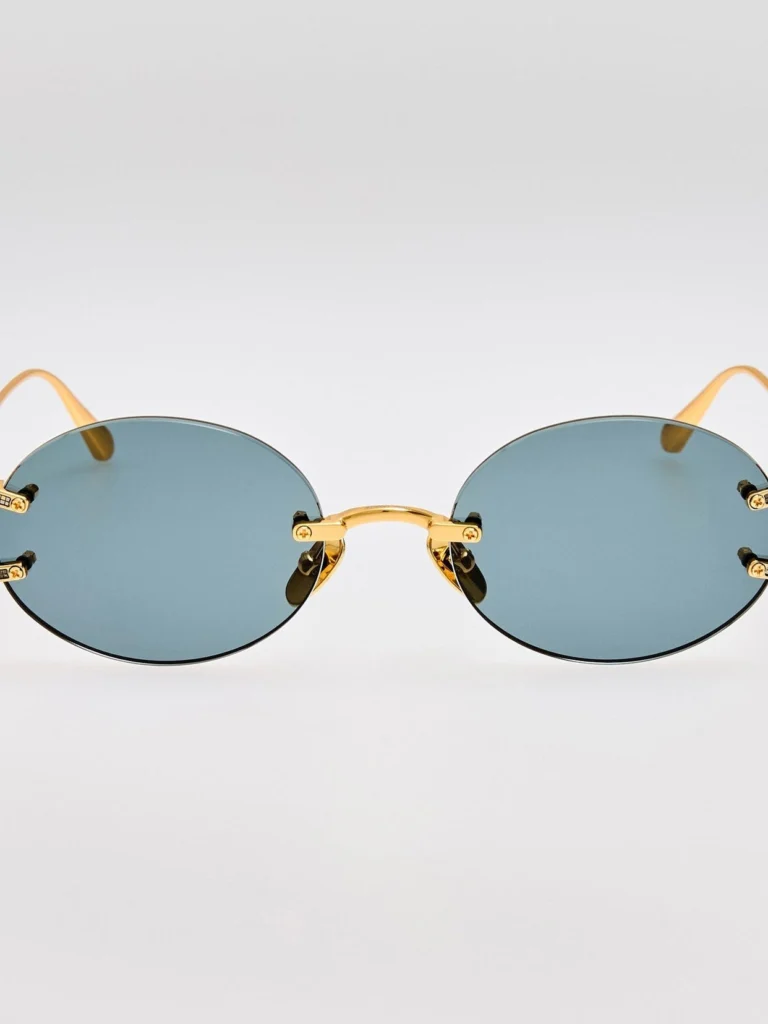 Linda Farrow Stella Sunglasses in 22K Gold and Grey