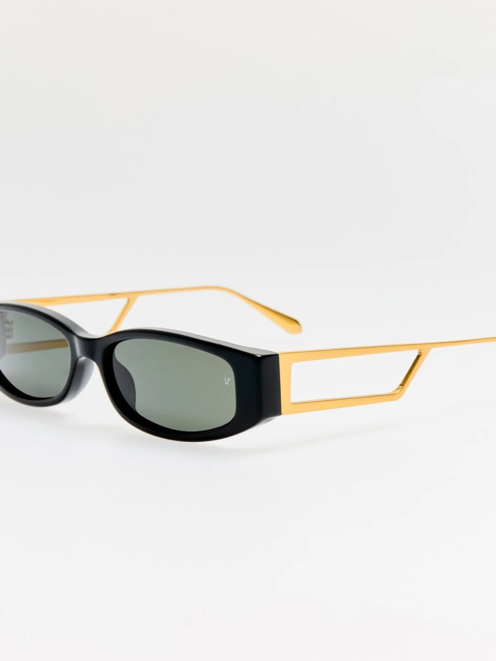 Linda Farrow Susie Vista Temple Sunglasses, black, view 2