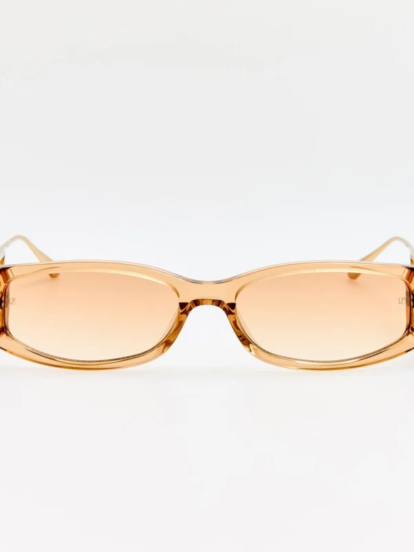 Linda Farrow Susie Vista Temple Sunglasses in Honey