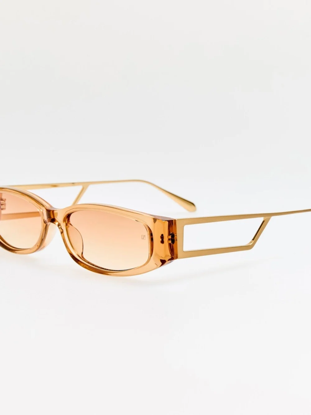 Linda Farrow Susie Vista Temple Sunglasses, honey, view 2
