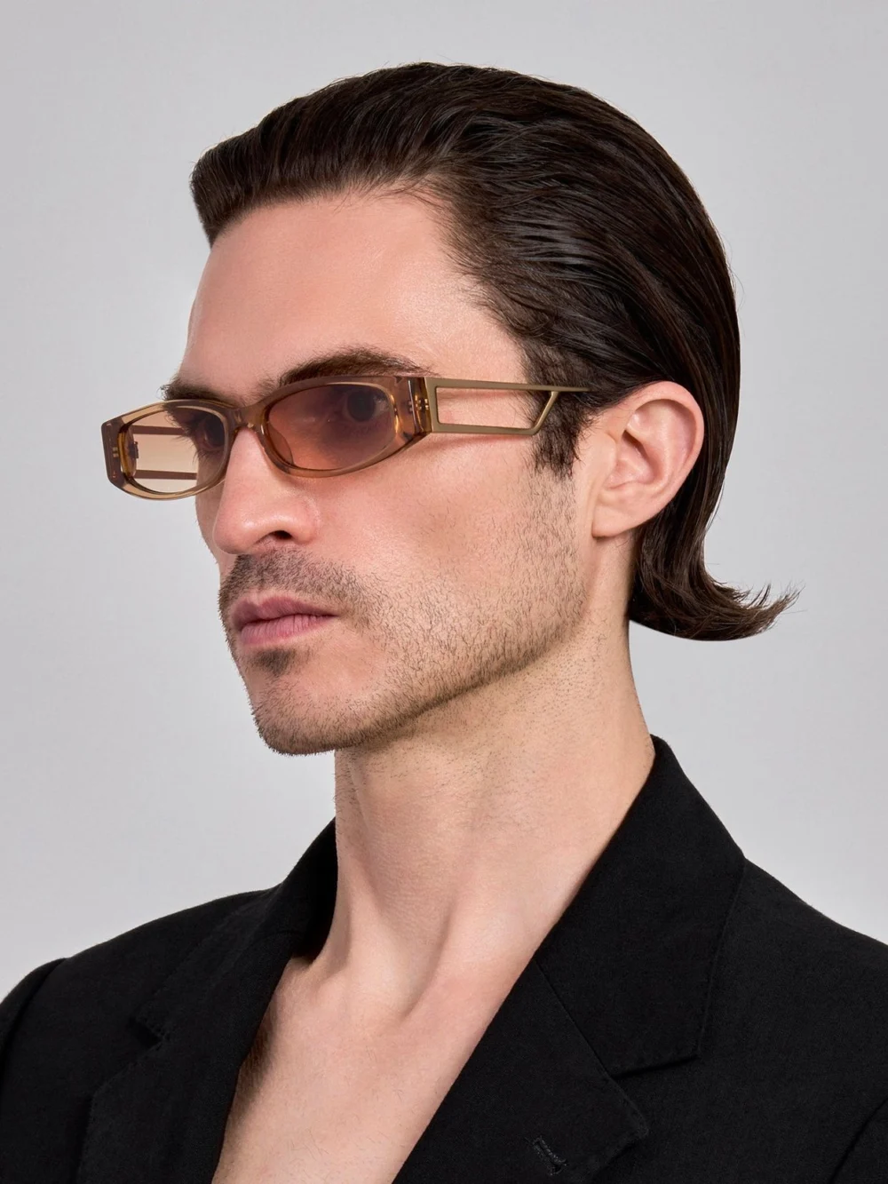 Linda Farrow Susie Vista Temple Sunglasses, honey, view 4