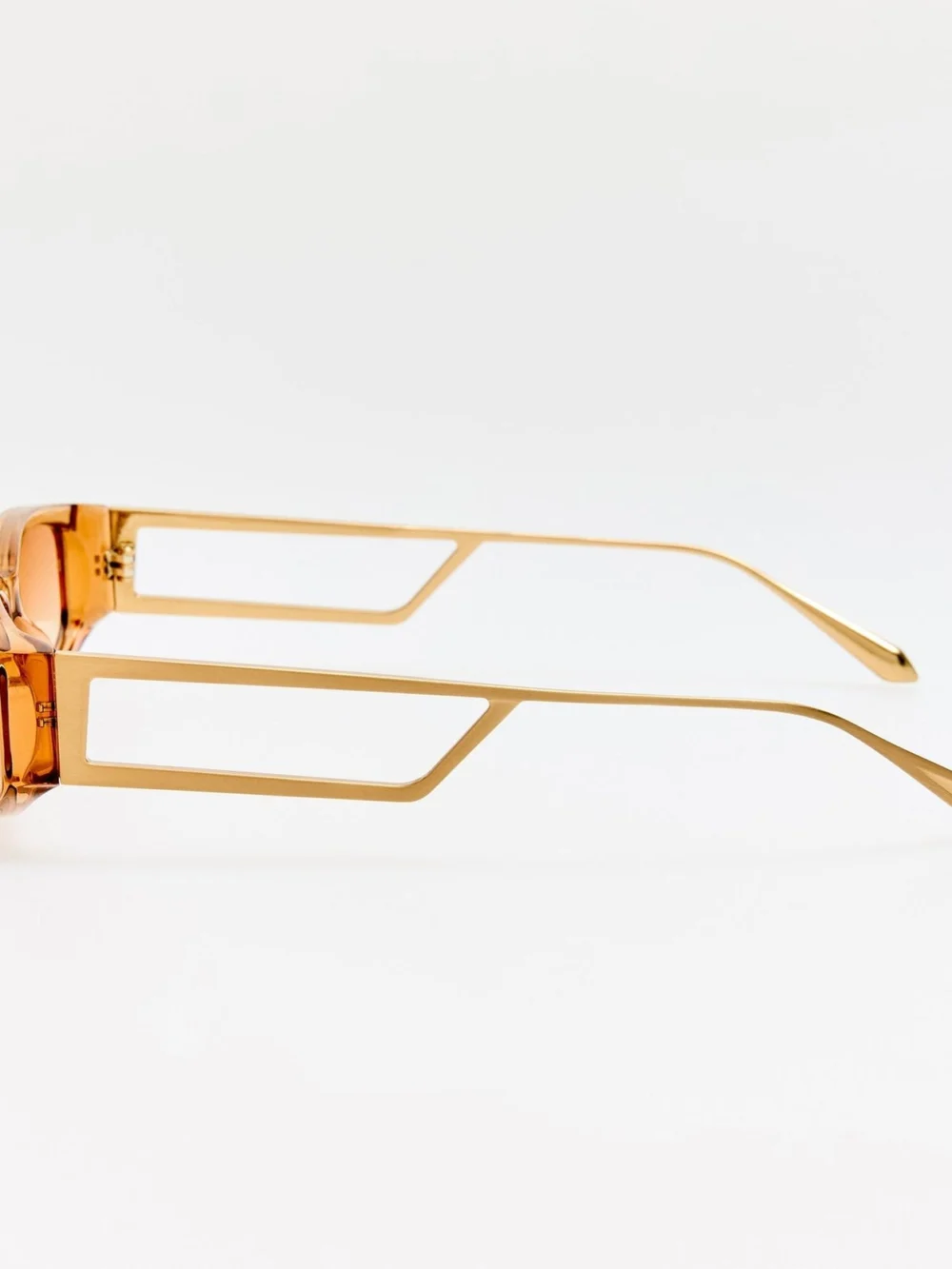 Linda Farrow Susie Vista Temple Sunglasses, honey, view 6