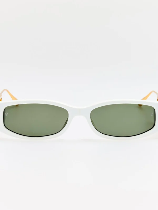 Linda Farrow Susie Vista Temple Sunglasses in White