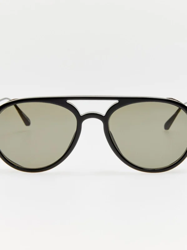 Linda Farrow Sutton Explorer Sunglasses in 22K Gold and Black