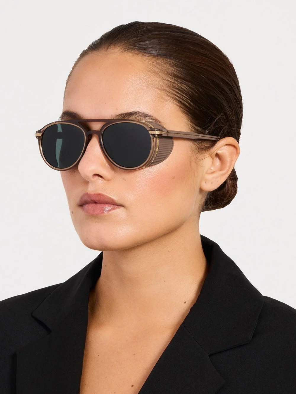 Linda Farrow Sutton Explorer Sunglasses, brown, view 3