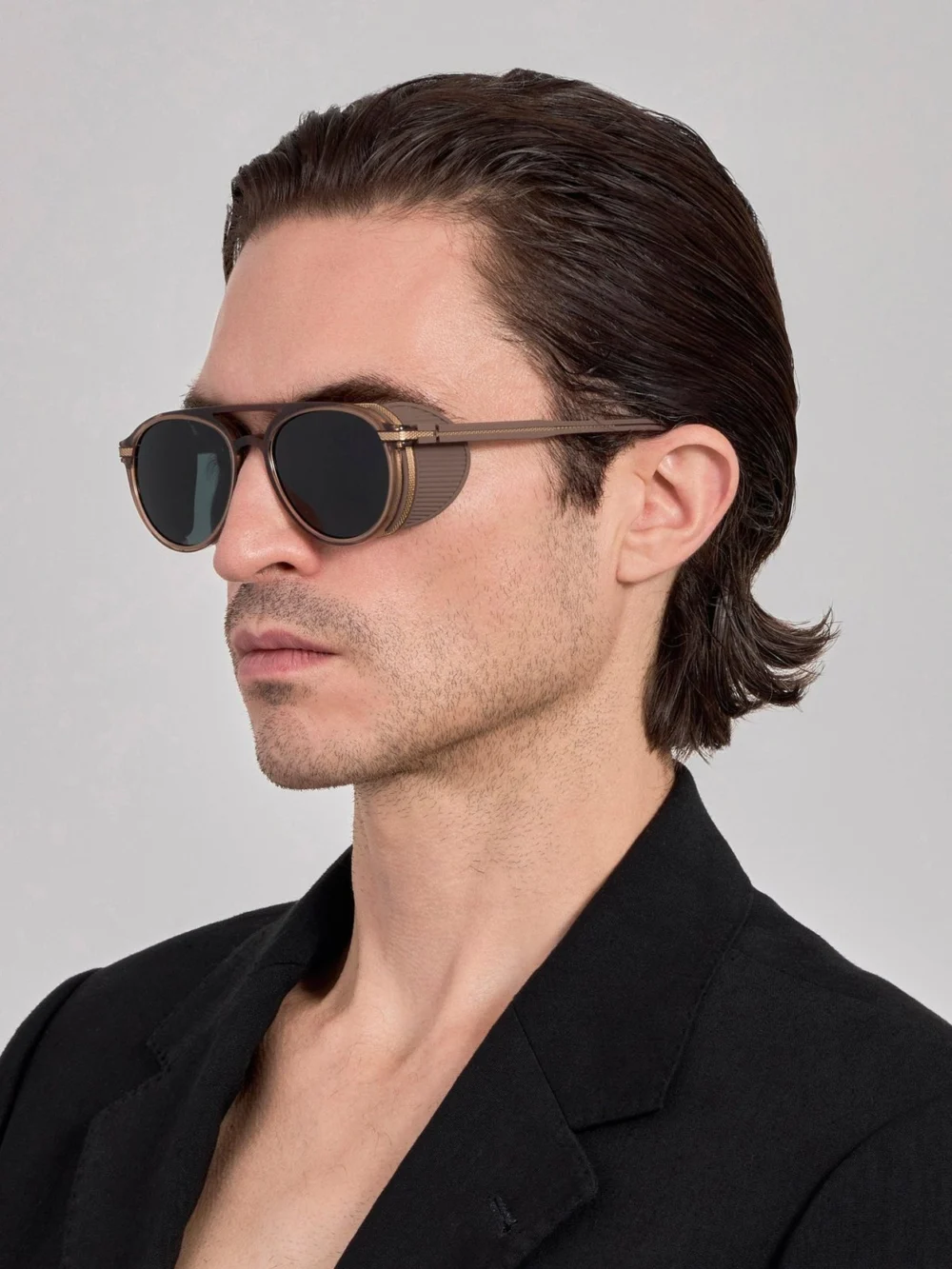 Linda Farrow Sutton Explorer Sunglasses, brown, view 4