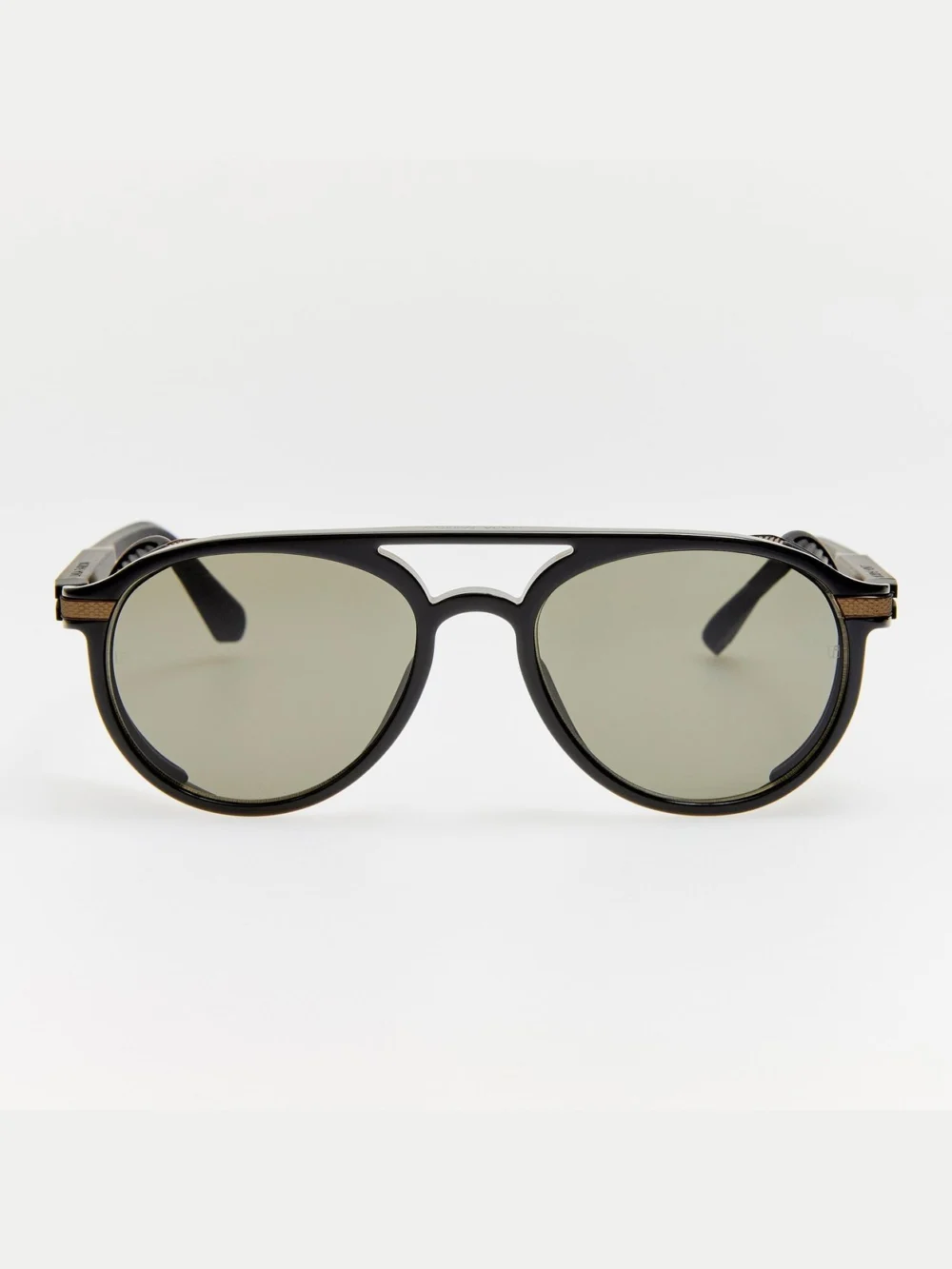 Linda Farrow Sutton Explorer Sunglasses in matt nickel and black