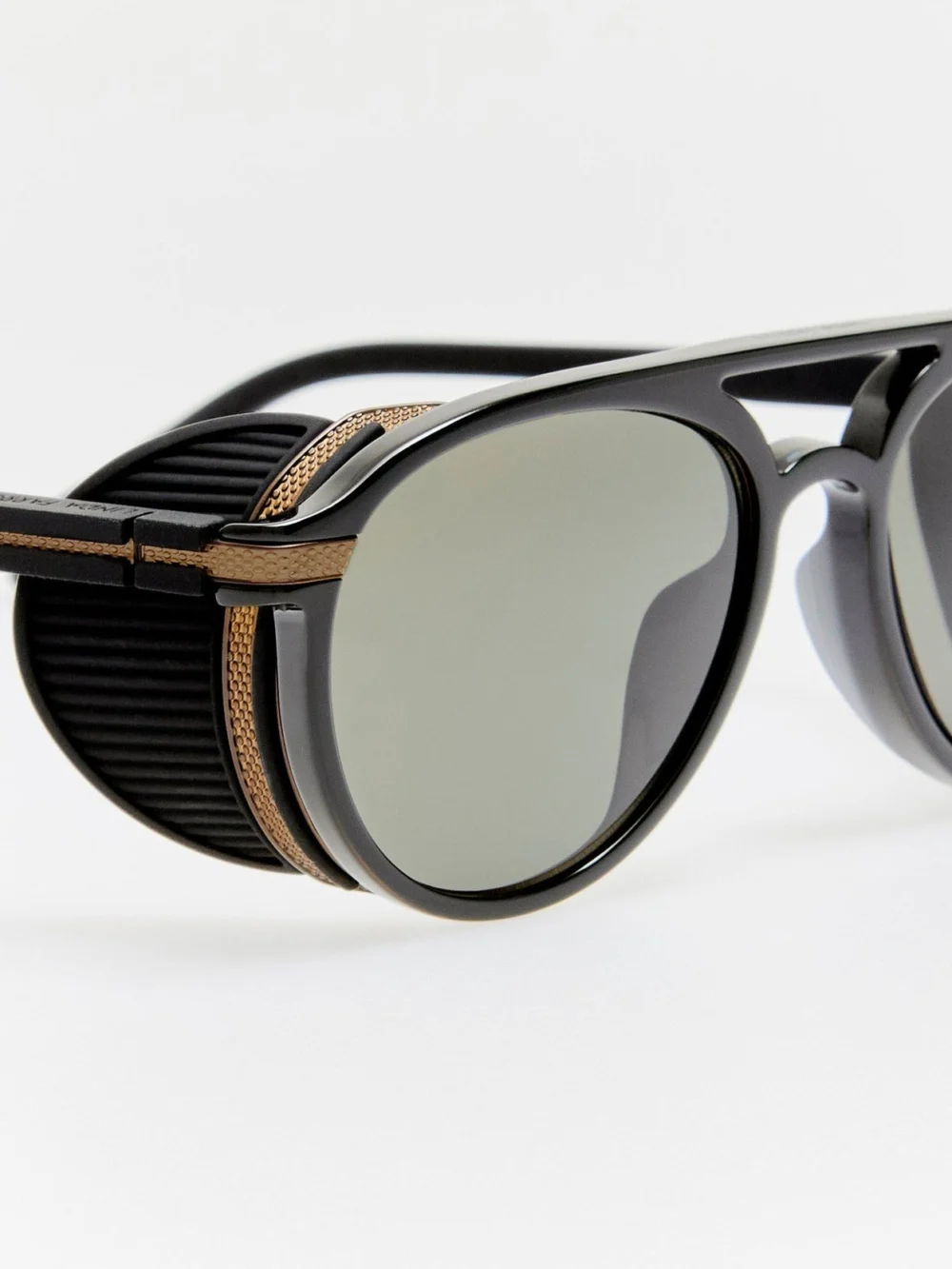 Linda Farrow Sutton Explorer Sunglasses, matt nickel and black, view 2