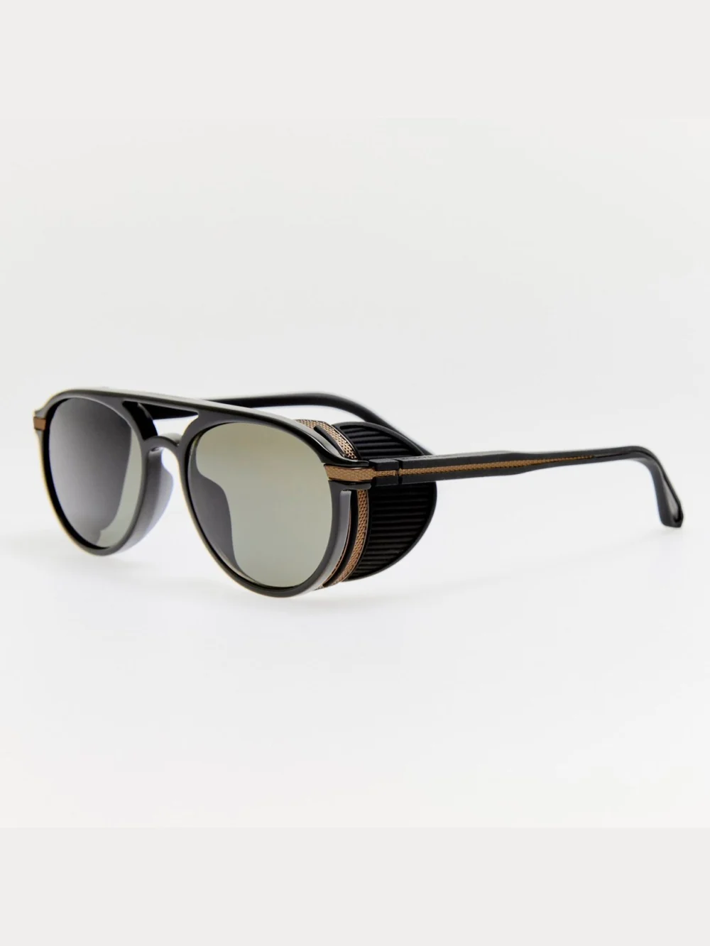 Linda Farrow Sutton Explorer Sunglasses, matt nickel and black, view 5