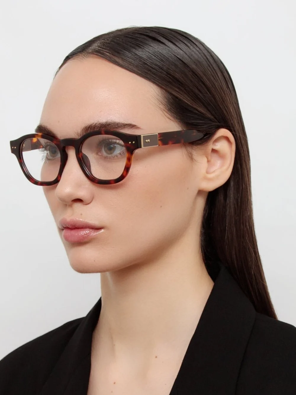 Linda Farrow Talbot Optical, dark tortoiseshell, view 3