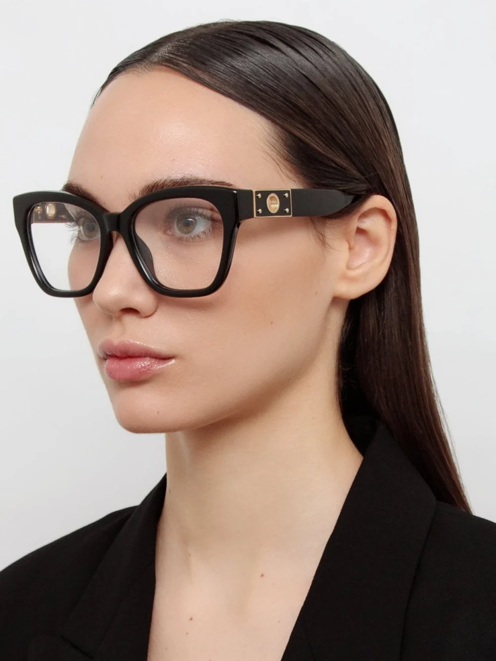 Linda Farrow Tamara Cat Eye Optical Frame, black, view 3