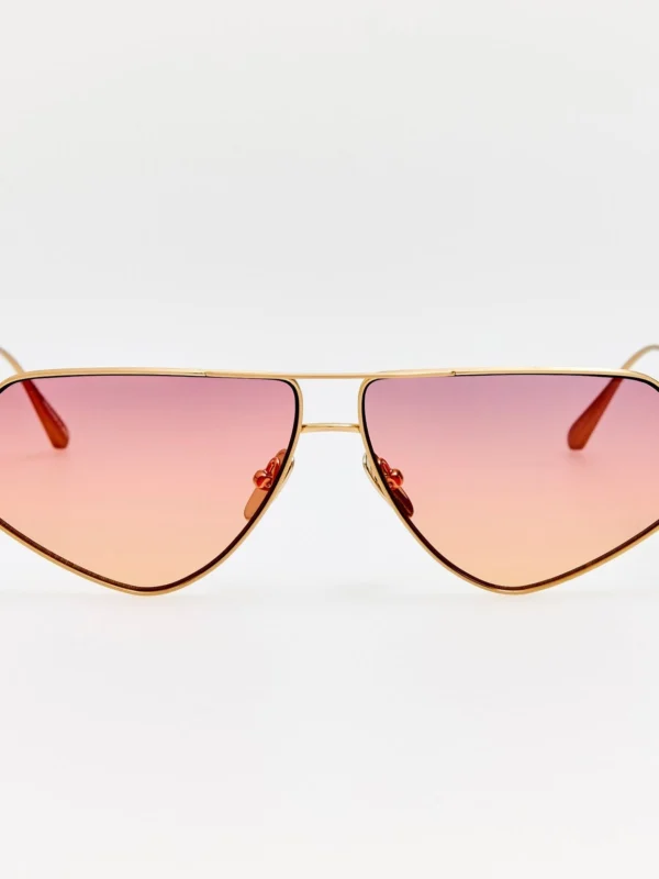 Linda Farrow Tarian Sunglasses in Matt Champagne and Sunset