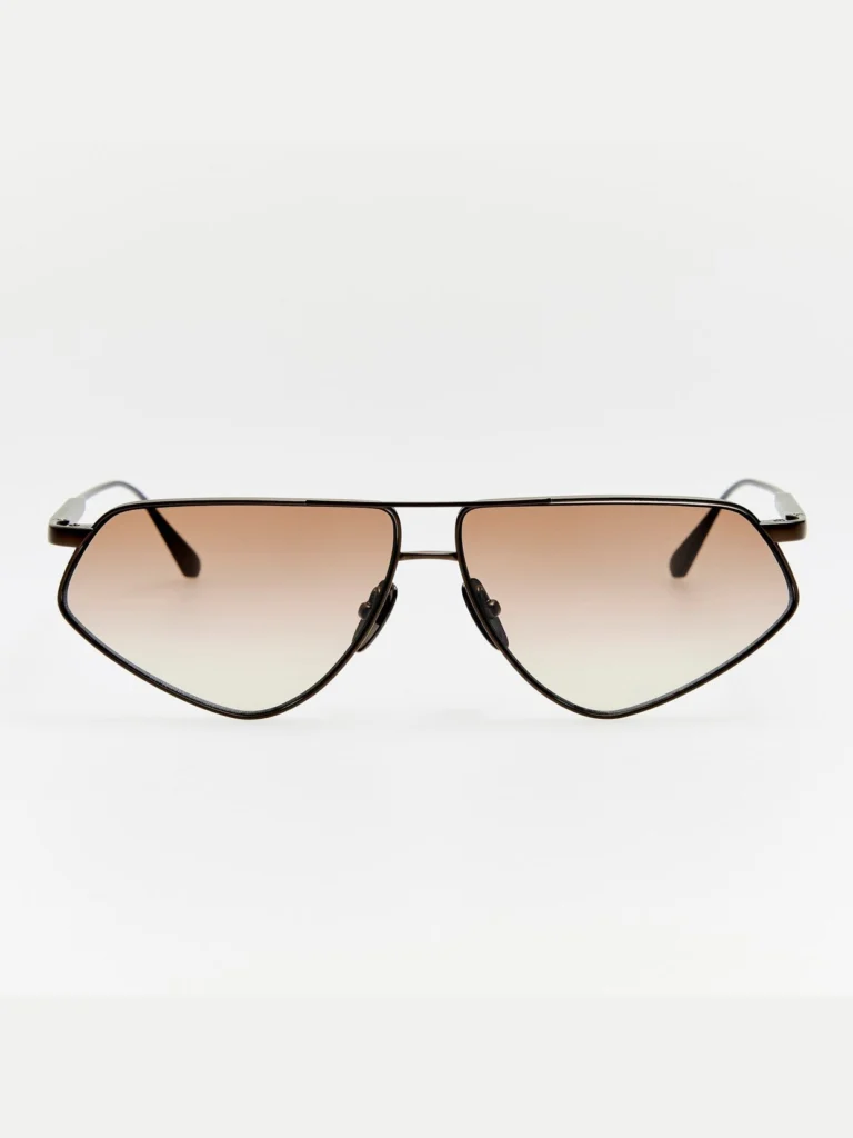 Linda Farrow Tarian Sunglasses in Matt Nickel and Mocha