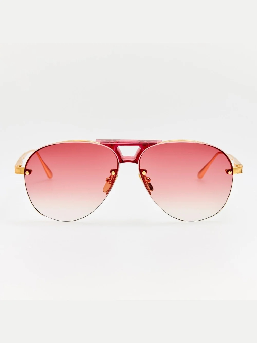 Linda Farrow Taya Sunglasses in 22k gold and red