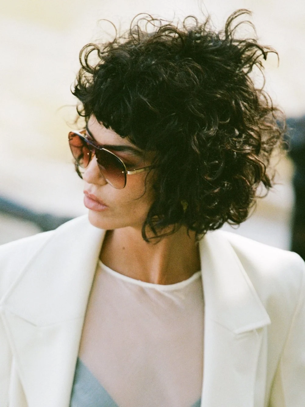 Linda Farrow Taya Sunglasses, 22k gold and red, view 3