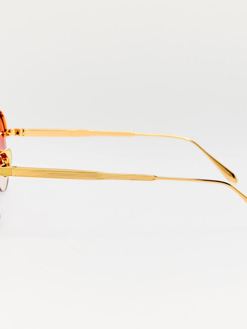 Linda Farrow Taya Sunglasses, 22k gold and red, view 6