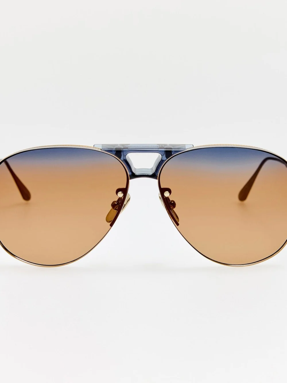 Linda Farrow Taya Sunglasses in 22k gold and silt