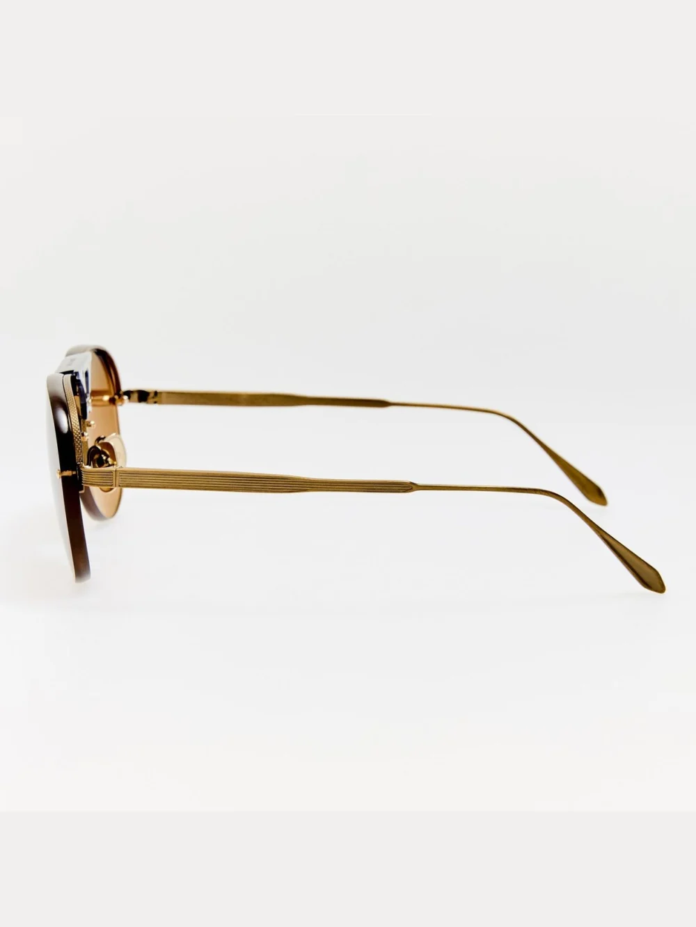Linda Farrow Taya Sunglasses, 22k gold and silt, view 5