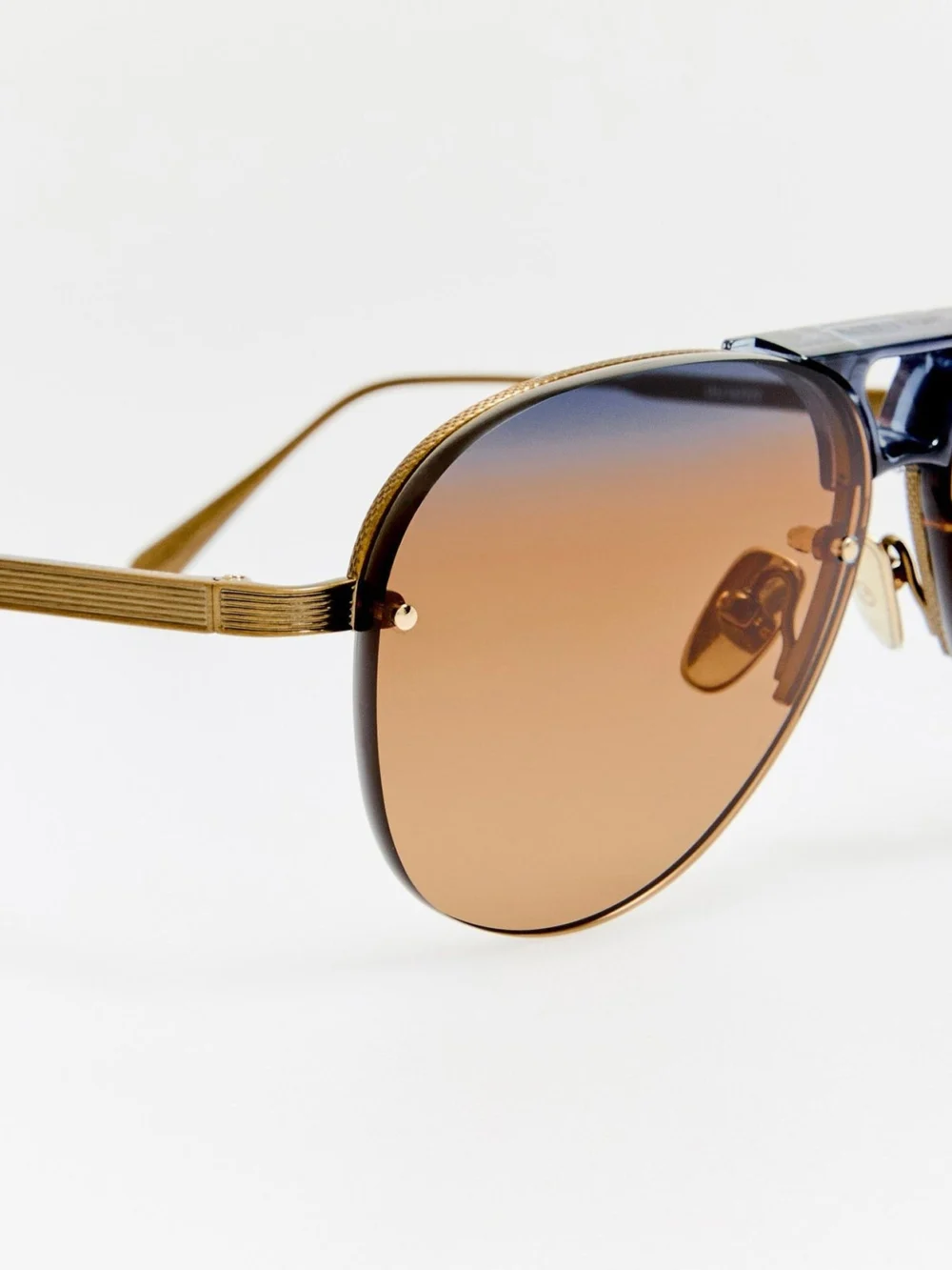 Linda Farrow Taya Sunglasses, 22k gold and silt, view 6