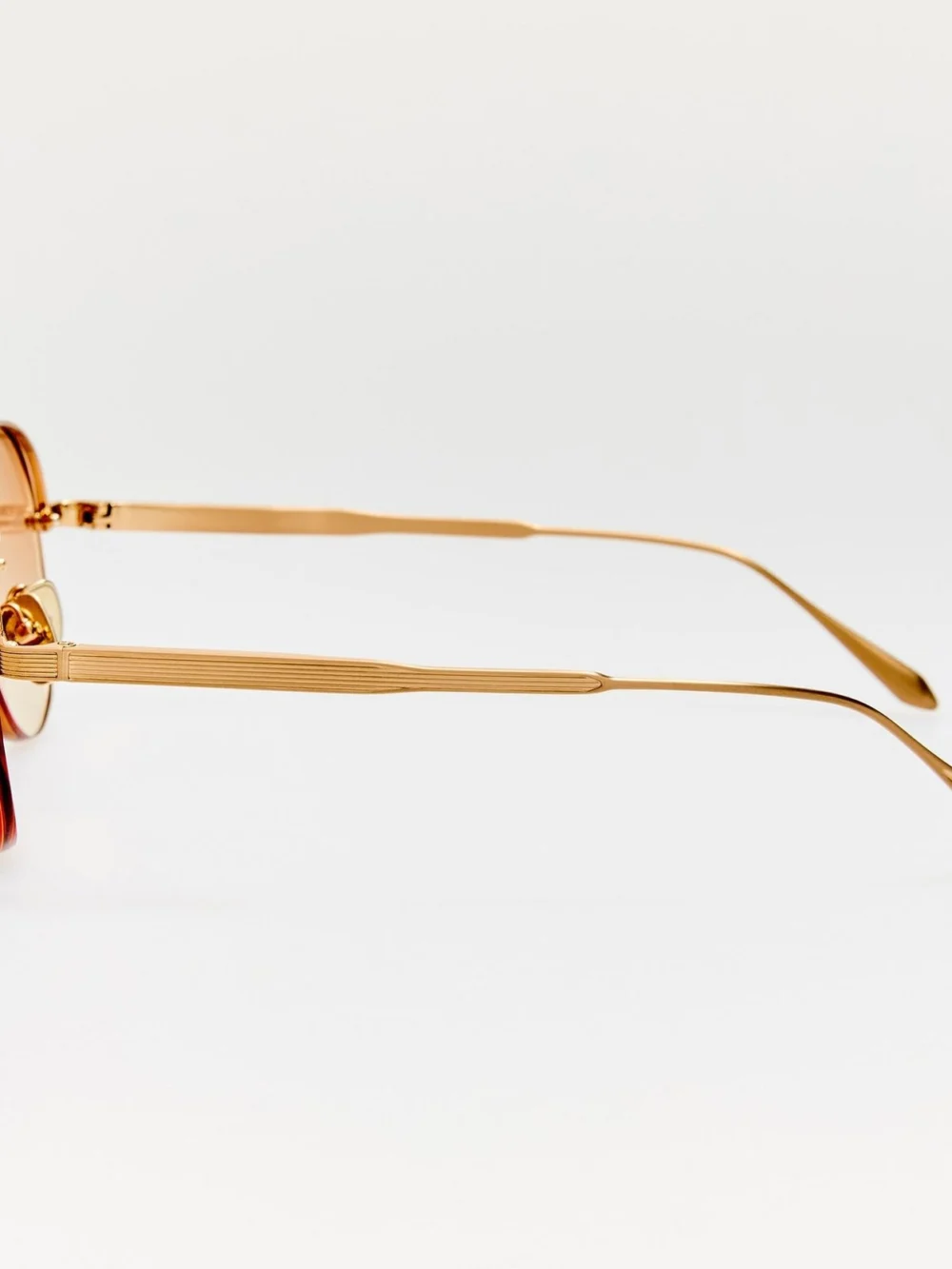 Linda Farrow Taya Sunglasses, matt champagne and camel, view 5