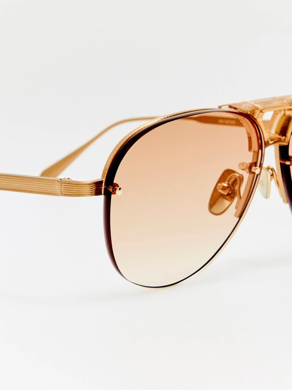 Linda Farrow Taya Sunglasses, matt champagne and camel, view 6