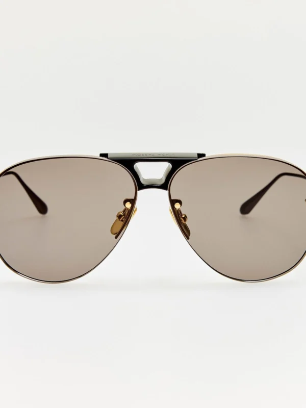Linda Farrow Taya Sunglasses in Matt Nickel and Black