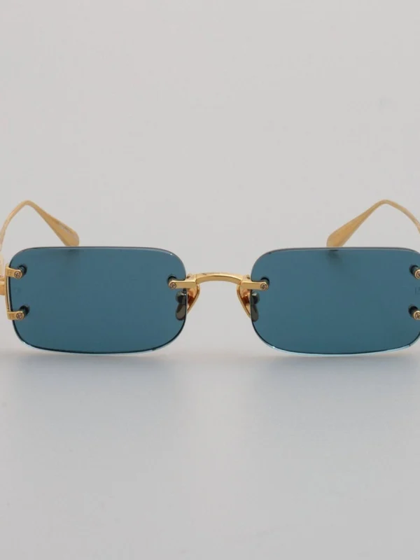 Linda Farrow Taylor Sunglasses in 22K Gold and Aqua
