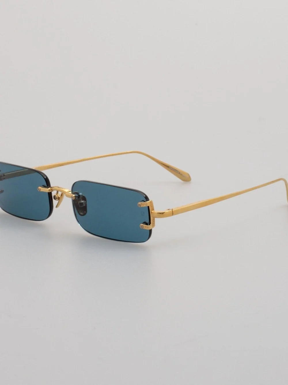 Linda Farrow Taylor Sunglasses, 22k gold and aqua, view 2