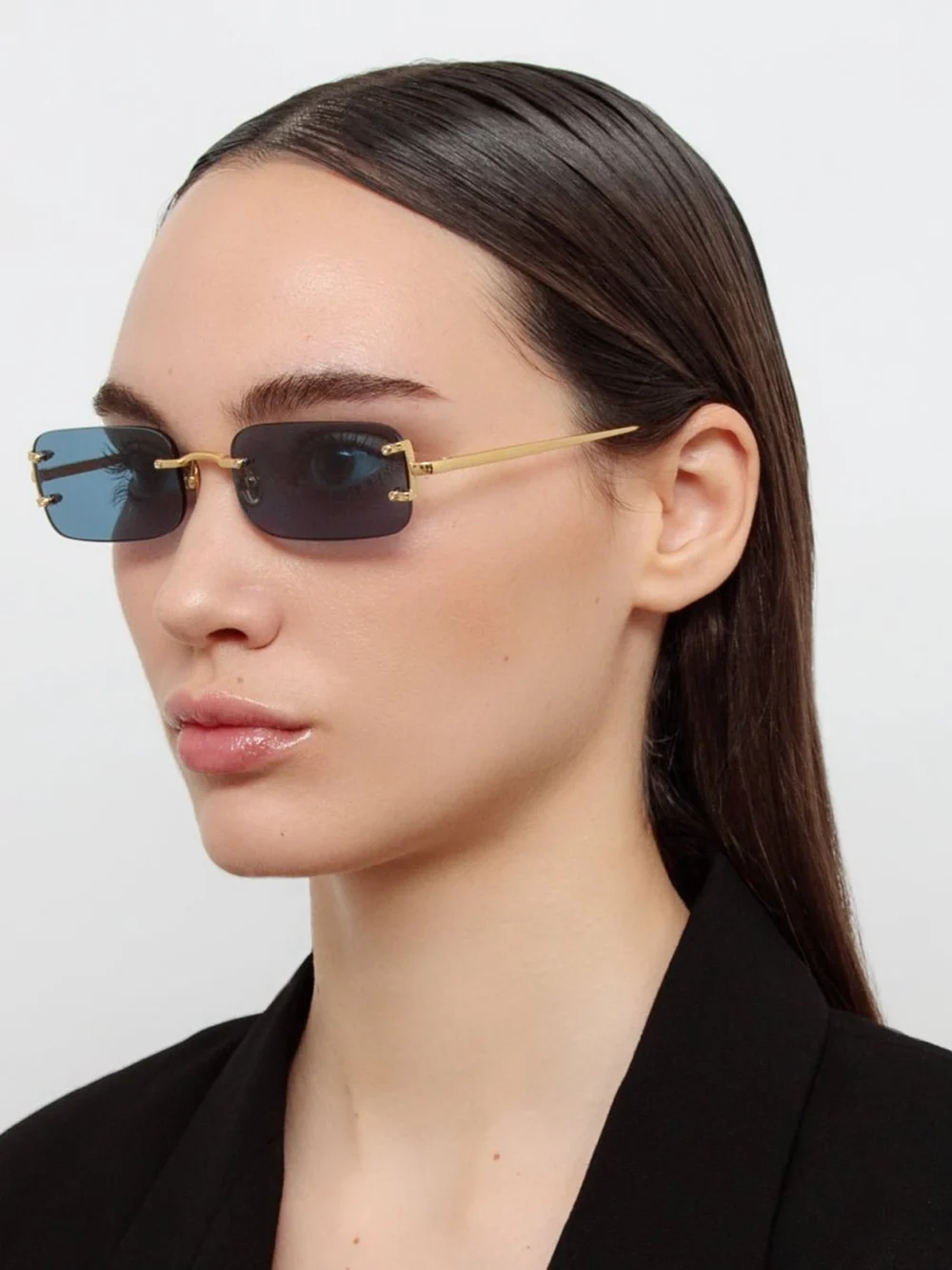 Linda Farrow Taylor Sunglasses, 22k gold and aqua, view 3