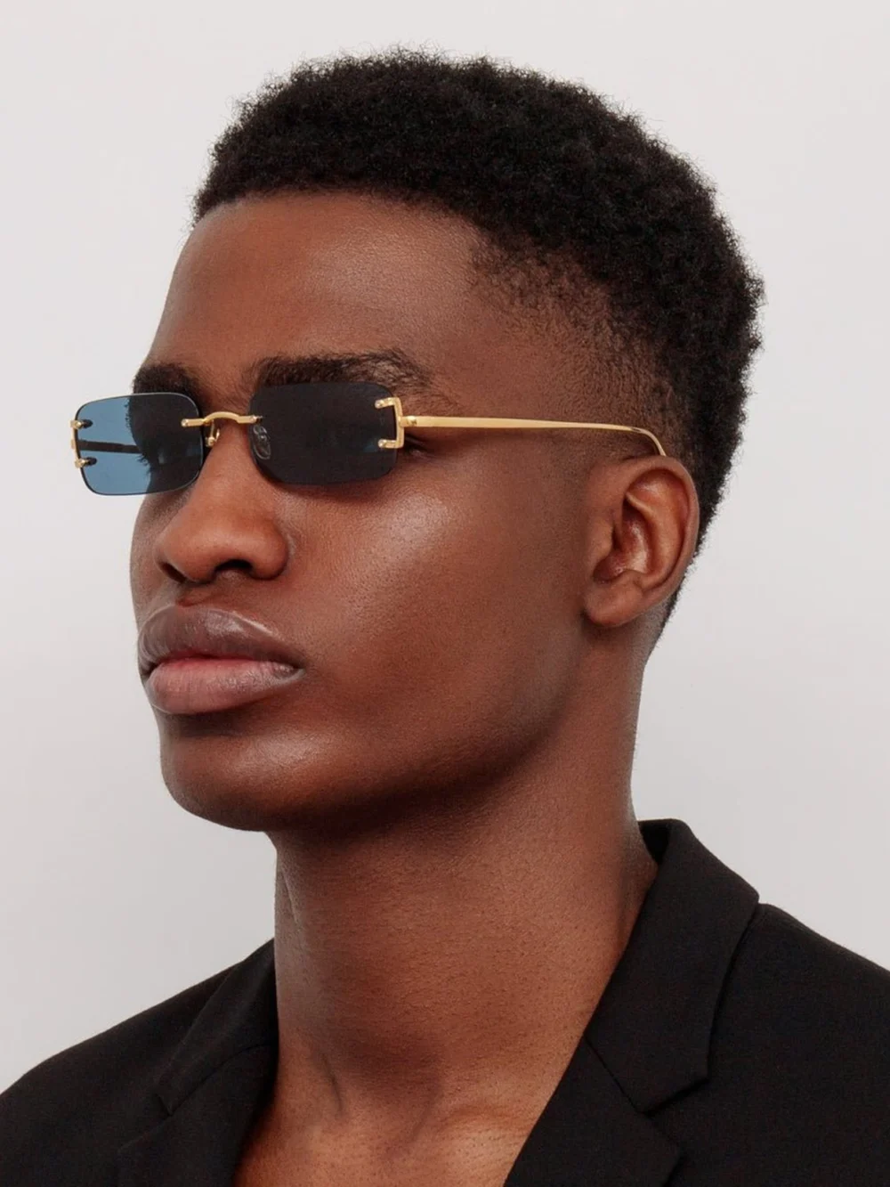 Linda Farrow Taylor Sunglasses, 22k gold and aqua, view 4
