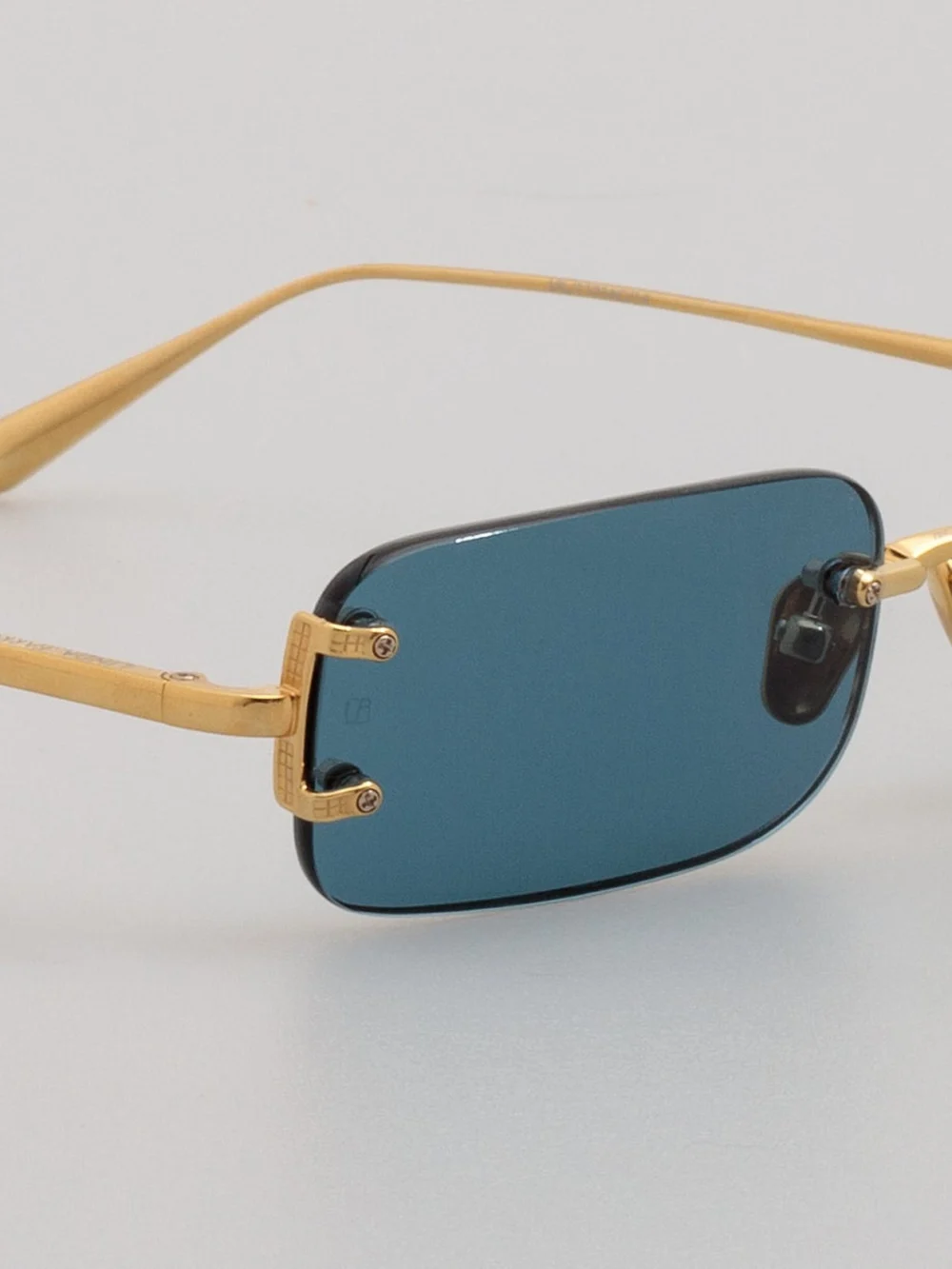 Linda Farrow Taylor Sunglasses, 22k gold and aqua, view 5