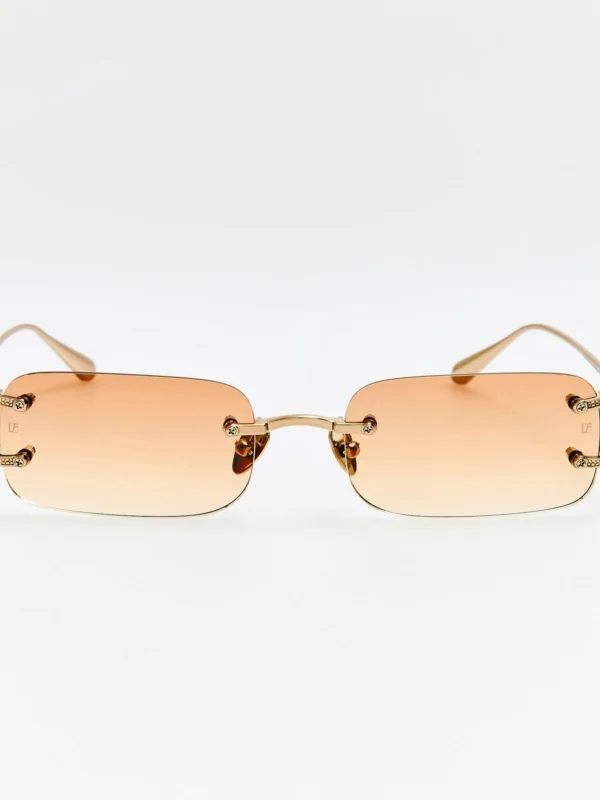 Linda Farrow Taylor Sunglasses in 22K Gold and Camel
