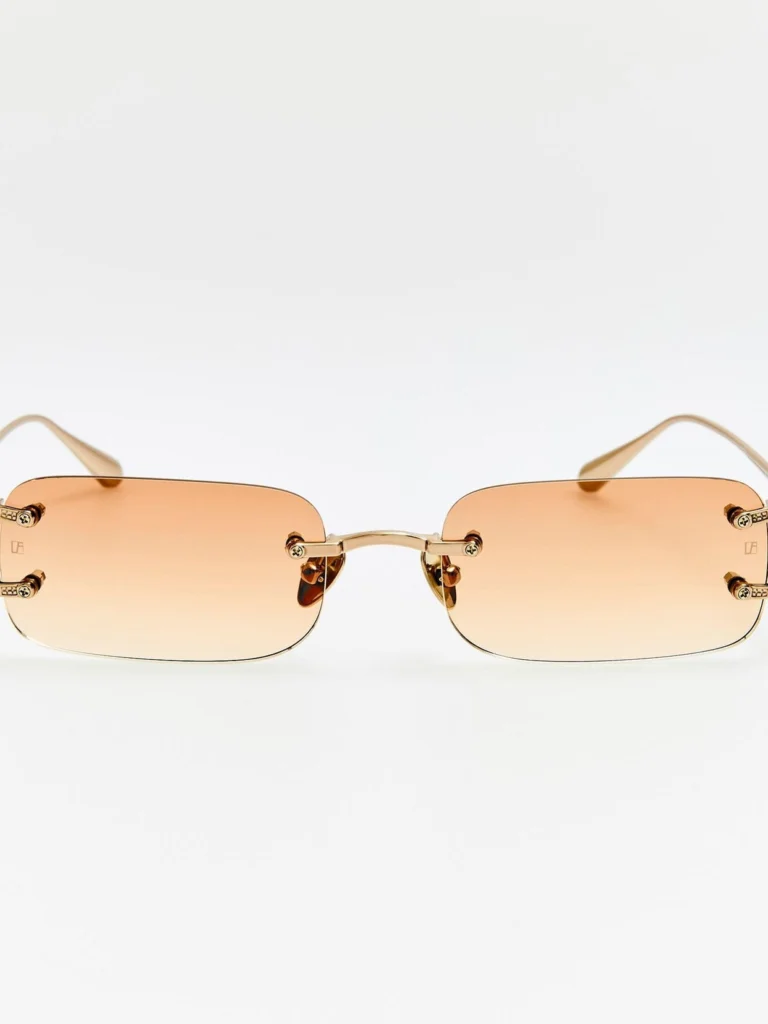 Linda Farrow Taylor Sunglasses in 22K Gold and Camel