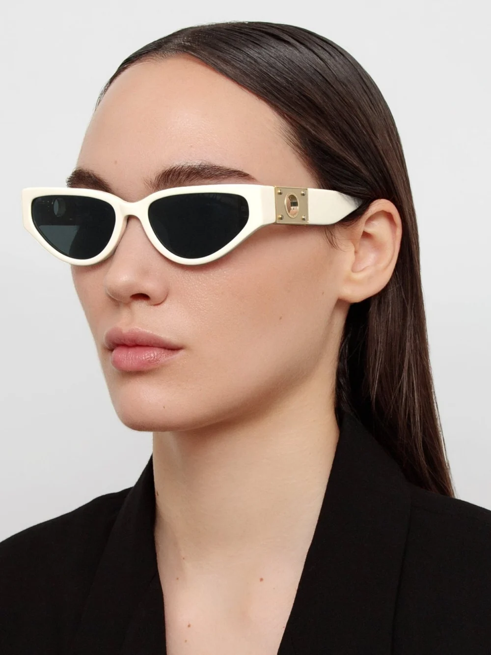Linda Farrow Tomie Sunglasses, white, view 3
