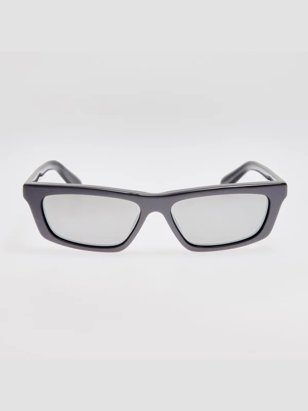 Linda Farrow Trapezi Sunglasses in Metallic Gunmetal