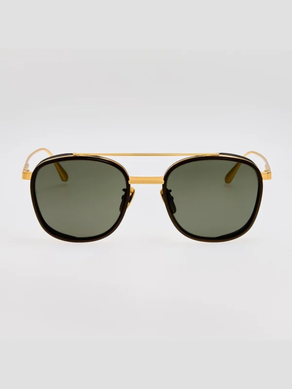 Linda Farrow Varo Sunglasses in 22K Gold and Black